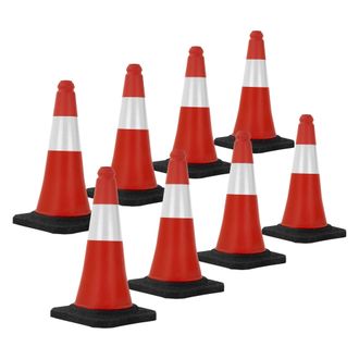 ECD Germany Ecd Germany 8x Cono De Tr&aacute;fico Obra Pieza De Se&ntilde;alizaci&oacute;n Emergencia Color Rojo Y Blanco 51 Cm De Altura Con Base Pesada Y Robusto Pil&oacute;n De Seguridad 