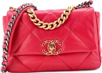 Chanel Borsa a tracolla 19 media in pelle trapuntata con battente - Rosa