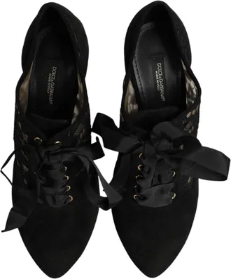 Dolce & Gabbana Womens Black Floral High Heels Lace-Ups Pumps Shoes Co+pa+vi+goat