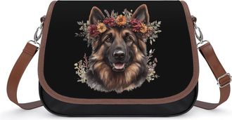 Generic German Shepherd Dog Flower Small Womens Crossbody Bags Shoulder Handbag with Adjustable Strap for Travel