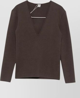 Toteme ribbed slim-fit v-neck knitted top