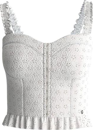 Guess Tops, Dames, Wit, M, Katoen, Kanten katoenen top - Wit