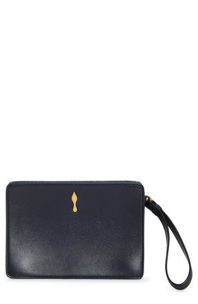 Christian Louboutin Small Bettina Leather Wristlet in Black/Gold at Nordstrom