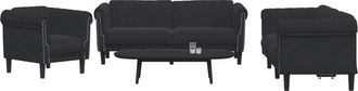 vidaXL Juego De Sof&aacute;s 3 Piezas Terciopelo Negro Vidaxl