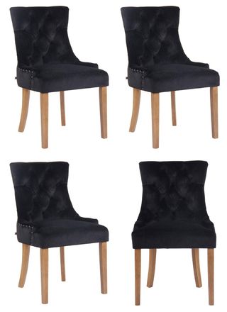Clp Clp - Juego De 4 Sillas De Comedor Aberdeen En Terciopelo Negro Antiguo Claro