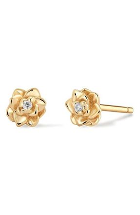 Made by Mary Cubic Zirconia Birthstone Flower Stud Earrings in Gold July at Nordstrom
