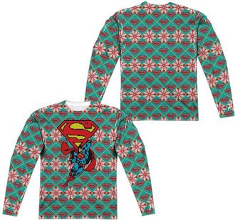 Gildan Superman Super Sweater (Front/Back Print) Long Sleeve Adult Poly Crew Tee / T-Shirt