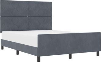 vidaXL Bed Frame with Headboard Dark grey 140 x 200 cm Velvet Vidaxl