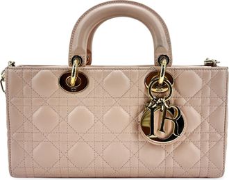 Dior Lady D-Joy Cannage Quilt Lambskin Beige Leather Handbag (Pre-Owned)