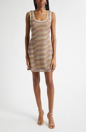 Ramy Brook Liora Metallic Chevron Stripe Dress in Multi Lurex Knit at Nordstrom, Size Xx-Small