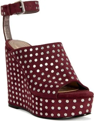 Azalea Wang Mirova Studded Wedge Sandal in Plum at Nordstrom, Size 6.5