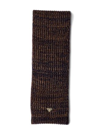 Prada Geribbelde sjaal met logo - Bruin