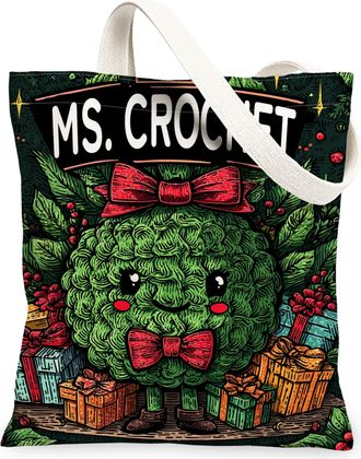 Generic Cute Green Plant Canvas Tote Bags, Holiday Floral Pattern Reusable Grocery Bags, Vintage Lightweight Washable Shoulder Stra, Green, 13x15 Inch