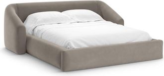 Cosmopolitan Design Cama con cabecero y ba&uacute;l 200x140cm terciopelo capuchino