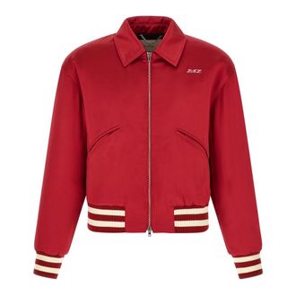 Second/Layer Bomber Jackets, male, Red, Size: M Aces Satin Club Bomber Jacket