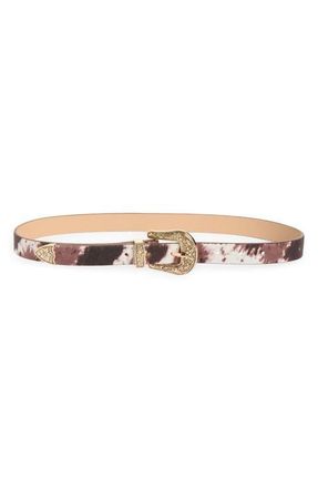 BP. Cow Print Buckle Belt in Brown- Ivory at Nordstrom, Size Medium