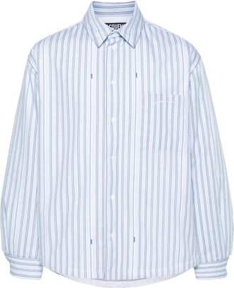 Jacquemus pinstriped padded shirt - men - Cotton/Cotton/Polyester/Viscose - 50 - Blue