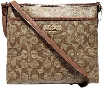 Coach Pre-owned Cross Body Bags, female, Brown, Size: ONE SIZE Pre-owned Signature Coated Canvas Shoulder Bag