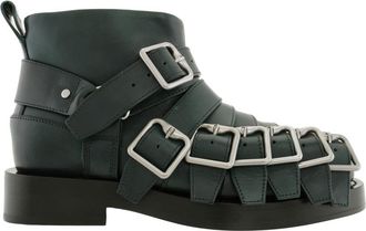 Burberry Multi-Straps Leather Boots, Brand Size 38.5 (US Size 8.5)