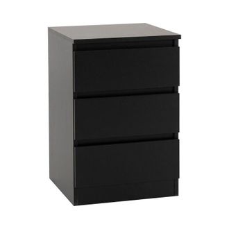 Seconique Seconique - Malvern 3 Drawer Bedside - L40 x W40 x H60 cm - Black