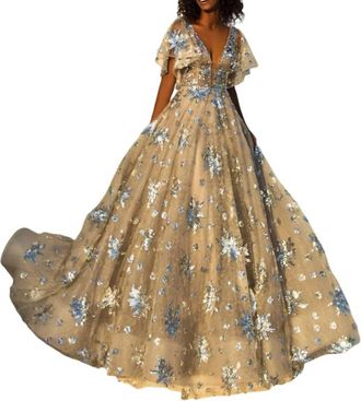 Tarik Ediz Evening Dress In Silver