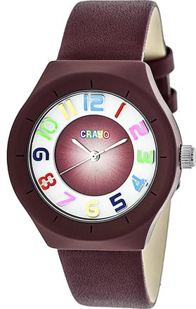 Crayo Atomic Maroon Dial Maroon Leather Watch CRACR3503