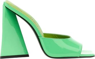 The Attico Devon Muiltjes met Hak en Zebraprint Zool - Dames - Muiltjes - Groen - 36 EU - Leer - Schoenen