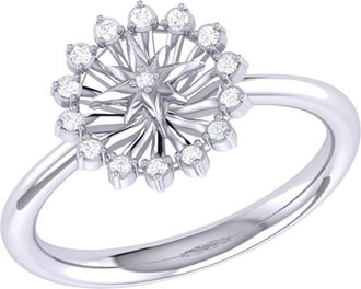 LuvMyJewelry Starburst Yellow Gold Plated Sterling Silver Diamond Ring