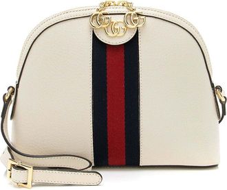 Gucci White Leather Ophidia Dome Small Shoulder Bag (Authentic Pre-Loved)