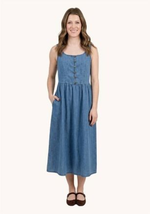 Wishlist Relaxed Fit Button Up Midi Dress In Denim