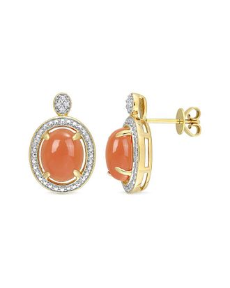 Rina Limor 14K 5.24 ct. tw. Diamond & Orange Moonstone Studs