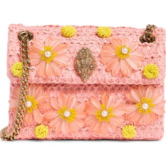 Kurt Geiger Mini Kensington Raffia Convertible Shoulder Bag in Light Pink/Pastel Orange at Nordstrom