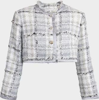 Dolce & Gabbana Rachel Check Eyelash Tweed Crop Jacket