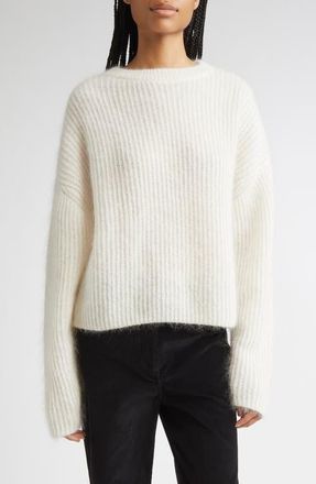 Toteme Mohair & Wool Blend Rib Sweater in Ecru at Nordstrom, Size X-Small
