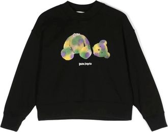 Palm Angels Kids Sweatshirts, male, Black, 8 Y, Black Green Pop Pa Bear Sweatshirt