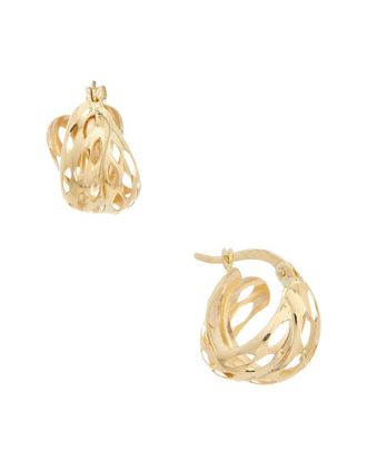 Italian Gold, Inc 14K 5X10mm Cutout Double Hoop Earrings