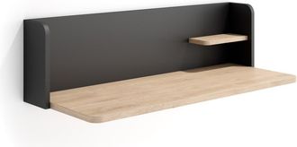 HERDASA Escritorio de pared de melamina roble claro y grafito 25x90x35 cm