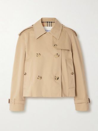 Burberry Trench Doppiopetto In Gabardine Di Cotone - Neutri