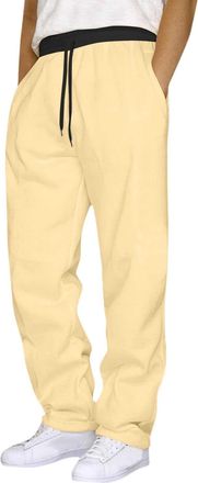 Generic Baggy Joggers for Men Uncuffed Straight Leg Oversized Jogging Bottoms Loose Fit Open Hem Tracksuit Bottoms Workout Gym Athletic Drawstring Elastic Wai