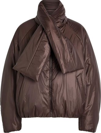 ARMARIUM Lana Scarf-effect Padded Nylon Jacket - Chocolate - IT42 (UK10 / S)