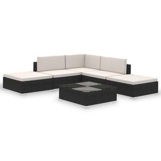 vidaXL Vidaxl - Set Divani Da Giardino 6 Pz Con Cuscini In Polyrattan Nero