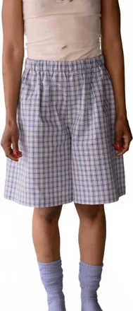 BASERANGE Claude Shorts In Blue Check