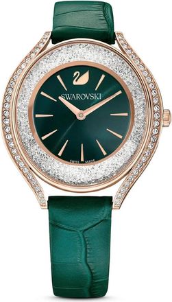 Swarovski Crystalline Aura leren horloge - Dames - Horloges - Groen - ONE Size - Leer - Accessoires