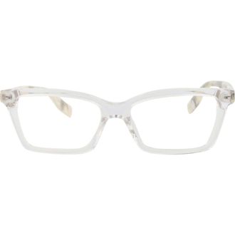 Alexander McQueen 51mm Rectangular Optical Glasses in Crystal White Transparent at Nordstrom Rack