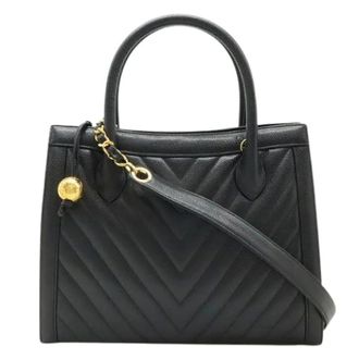 Chanel Bolso de mano de cuero Pre-owned Chevron V-Stitch - Pre-owned - Mujer - Negro - ONE SIZE