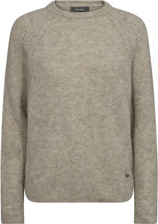 Mos Mosh Zachte Gebreide Veergrijze Trui - Dames - Ronde hals truien - Grijs - XL - Truien & Vesten