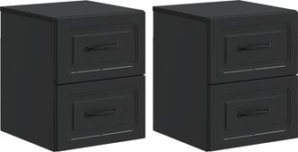 vidaXL Mesita De Noche De Pared 2 Uds. Negro 34,5 X 33 X 40 Cm Vidaxl