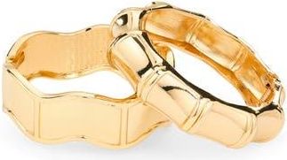 Natasha Set of 2 Textured Bracelets in Gold at Nordstrom Rack