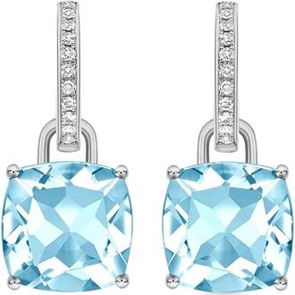 Kiki Mcdonough Orecchini a cerchio Kiki Classics in oro bianco 18kt con topazio e diamanti - Argento