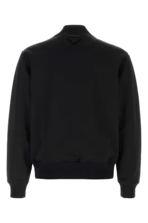 Prada Mens Stretch Polyester Bomber Jacket Black Elastane
